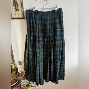 Vintage Authentic Wool Pleated Midi Skirt